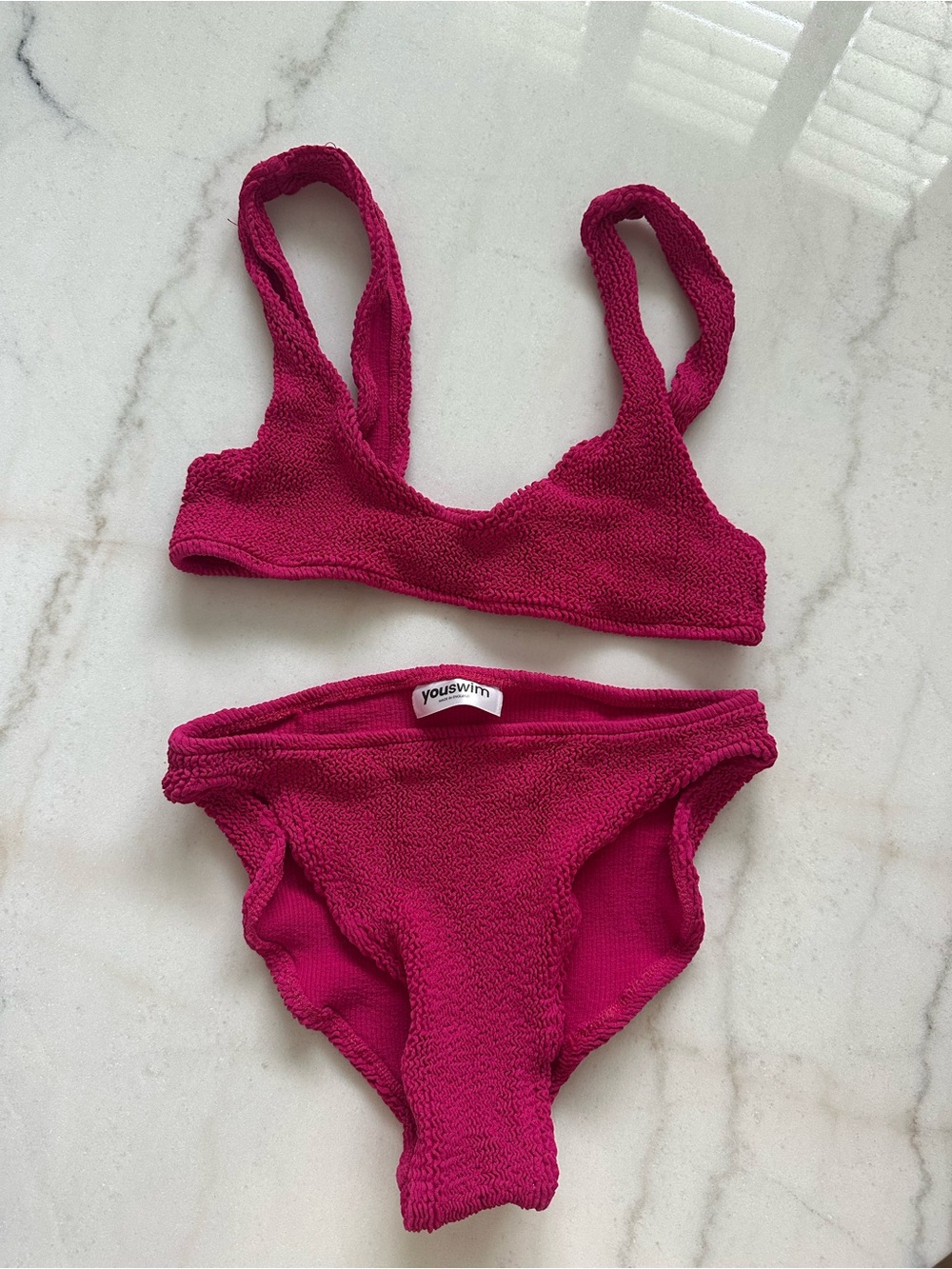 youswim Women's Magenta Textured Bikini Set one size fits all stretch; deadstock